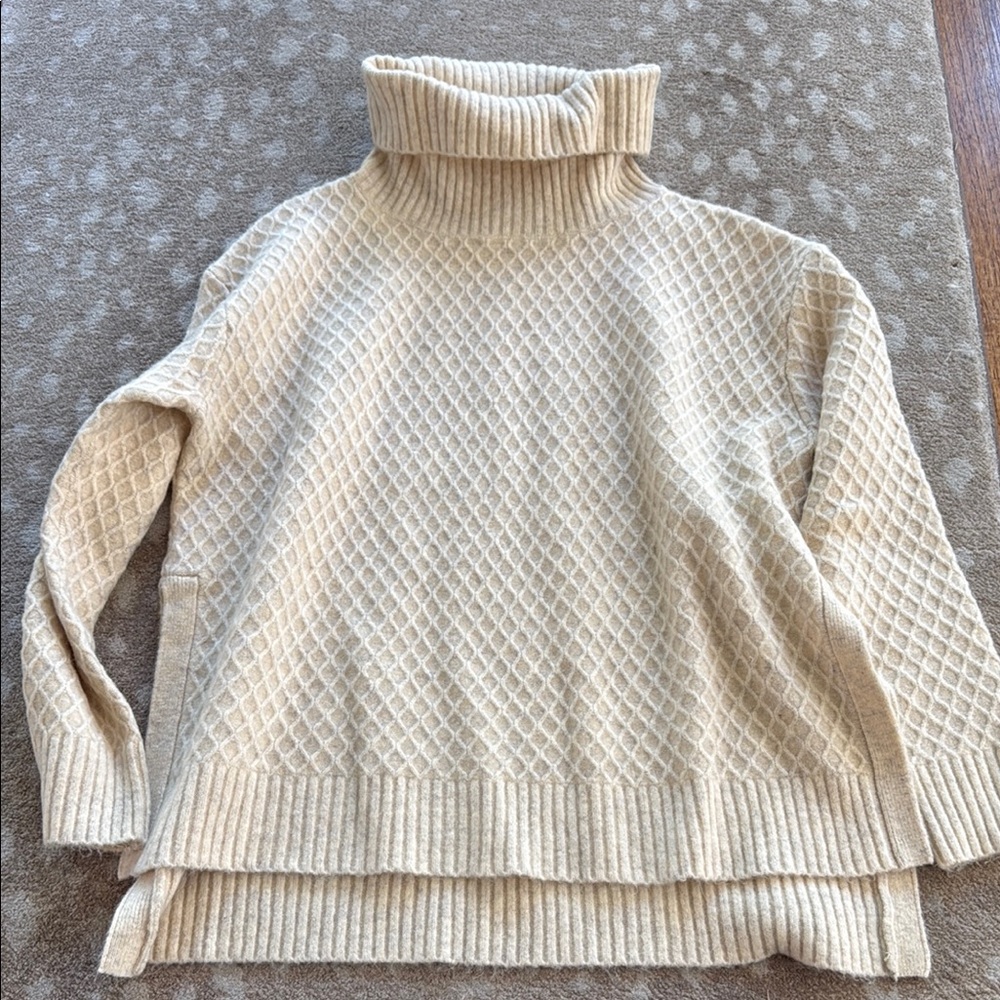 Cream Cozy Knit Turtleneck Sweater